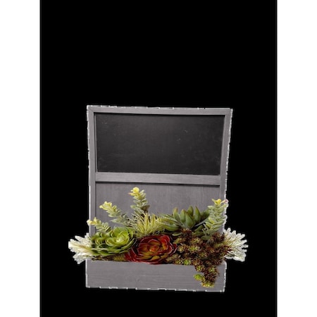 Parche Wall Mounted Chalkboard Key Rack with Planting Tray, Barnwood PA2811774